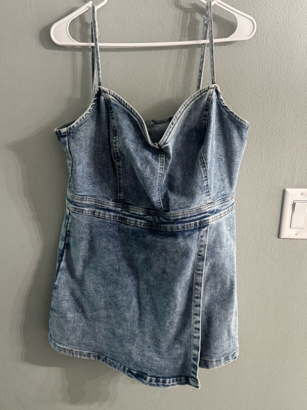 Harper Light Blue Denim Cowl Neck Mini Dress